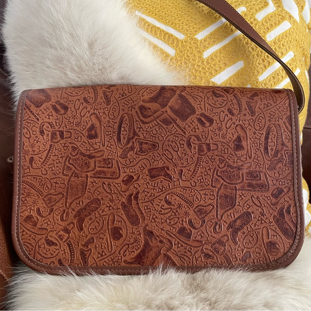 Zippi Handcrafted in USA Tooled Leather Crossbody Bag